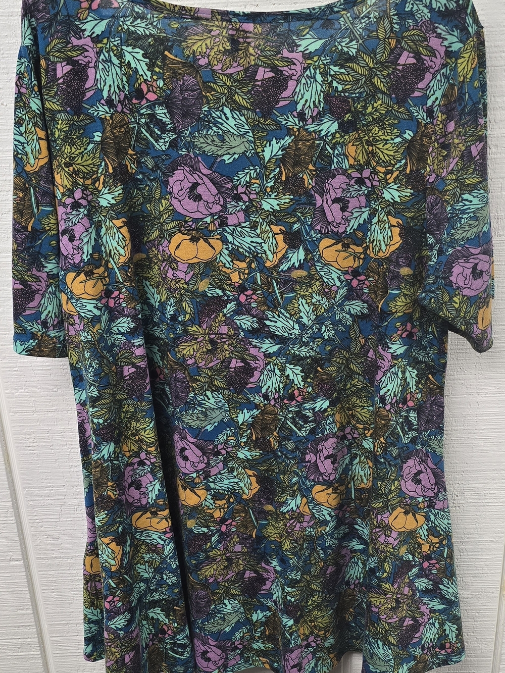 LuLaRoe Floral Scoop Neck Tunic Top Tee Teal Purple Large - Picture 5 of 8